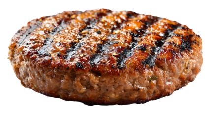 Grilled burger patty isolated on white