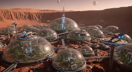 Mars colony domes future futuristic space exploration settlement architecture technology innovation habitation