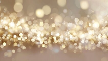 Golden bokeh lights on a beige background