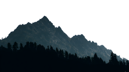 High mountain range silhouette cutout isolated on white