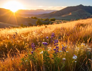 Naklejka premium Golden Prairie at Sunset
