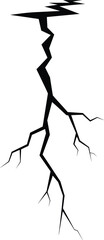 Fototapeta premium Black jagged crack graphic on white background fissure break