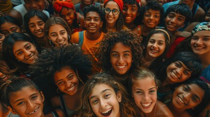 Large Group of Happy Multicultural Teenagers