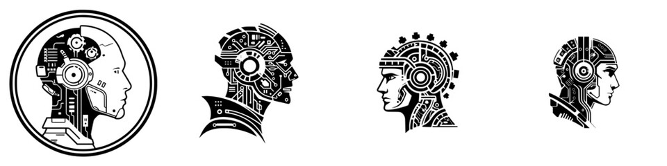 Exploration of human-like robotic designs showcasing different styles and technologies in a futuristic setting