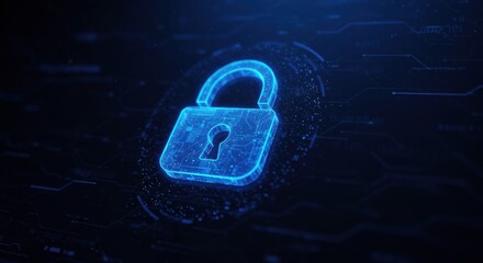 Digital security concepts cyber lock icon technology environment graphic representation dark background futuristic viewpoint