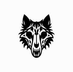 Fototapeta premium Wolf Skull Silhouette – Dark Gothic Death Metal Icon