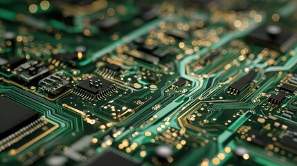 Close-up of Circuit Board: Green PCB Technology