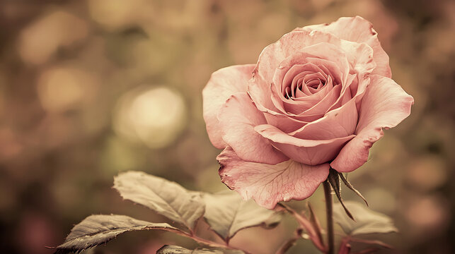 A rose with a pink color is the main focus of the image
