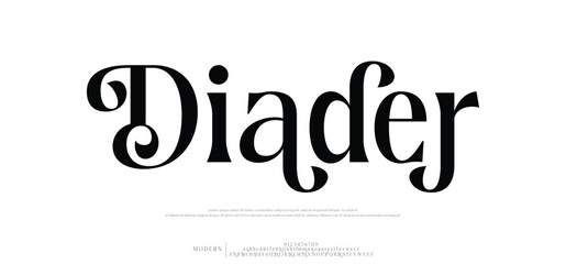 Diader Minimal luxury font alphabet logo. Typography beauty fashion elegant minimalist serif fonts decorative wedding vintage retro logos. vector illustration