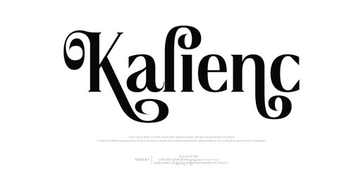 Kalienc Abstract Fashion font alphabet. Minimal modern urban fonts for logo, brand etc. Typography typeface uppercase lowercase and number. vector illustration