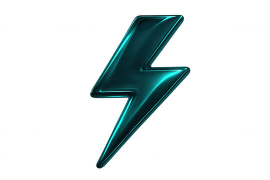 recommend clip art: Glossy teal lightning bolt icon isolated on transparent background, representing power, energy, and electricity