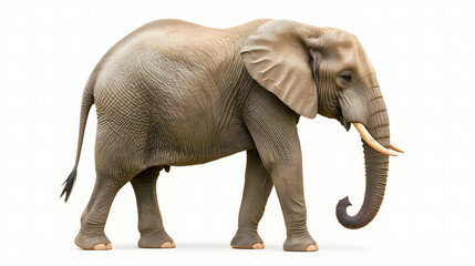 Fototapeta premium African Elephant Isolated on White Background – Wildlife Mammal Stock Photo