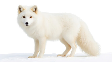 Obraz premium Arctic Fox Isolated on White Background – Winter Wildlife Stock Photo