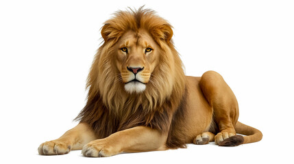 Obraz premium Lion Isolated on White Background – King of the Jungle Stock Photo