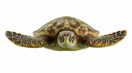 Green Sea Turtle Isolated on White Background &ndash; Marine Wildlife Stock Photo