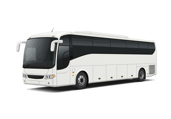Sleek White Coach Bus with Tinted Windows for Long-Distance Travel.