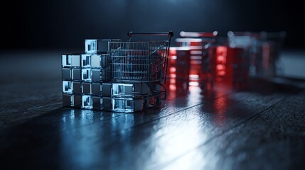 Poker chips stacked in casino with dramatic lighting and glass for gambling risk entertainment concept