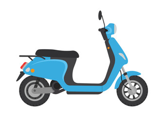 Fototapeta premium Stylish Blue Electric Scooter with Black Seat and Tires.
