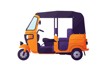 Obraz premium Illustrated Orange Auto Rickshaw with Black Canopy.