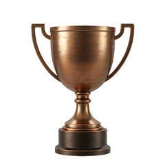 A classic bronze trophy cup, a prize for third-place winners in sports tournaments and corporate competitions. Transparent Background, Cutout