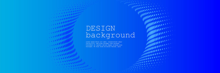 Blue abstract vector business long banner template. Business minimal background with halftone circle frame
