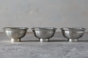 Tokkuri Ochoko Sakazuki Genuine Tin Chirori and Guinomi Sake Cup Set Hammered Japanese Barware