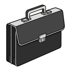 Business Briefcase in Isometric View: A sturdy business briefcase is viewed in an isometric perspective, featuring its handle, clasp, and overall form, conveying professionalism and readiness.