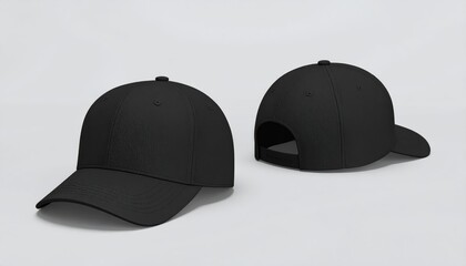Black Baseball Cap Isolated on White Background, Product Mockup