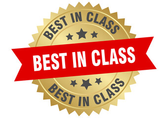 best in class. best in class round red and gold label isolated on transparent background