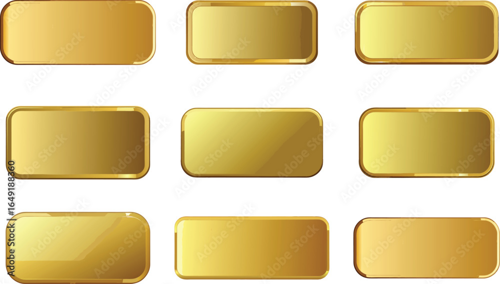 Wall mural collection of golden rectangle interface buttons ready for app development work