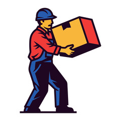 The Steadfast Carrier: A robust illustration portrays a construction worker diligently carrying a heavy package with unwavering determination, symbolizing hard work and delivery.