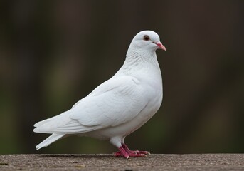 Obraz premium White dove standing gracefully on a surface natural setting animal photography calm environment side view symbol of peace