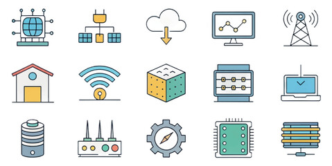 Cloud Computing Icons &mdash; Modern Storage, Security, Networking, Servers & DevOps Symbols