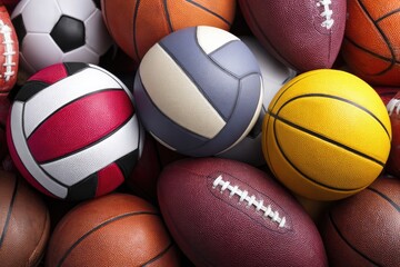Pile of various sports balls