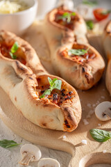Tasty fruste Margherita with various and cheese.