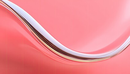 Abstract fluid curves in coral and white