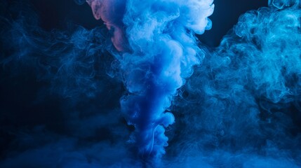 Blue ink cloud suspended in water for creative abstract art concept modern design background branding photography product presentation