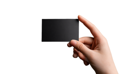 Elegant Hand Holding Modern Black Business Card Mockup Space