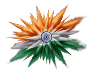 Vibrant Indian Flag Color Burst with Central Ashoka Chakra, Symbolizing National Pride and Progress