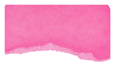 Isolated cut out torn piece of pink paper note cardboard with rough texture edges and copy space for text, transparent png background design element