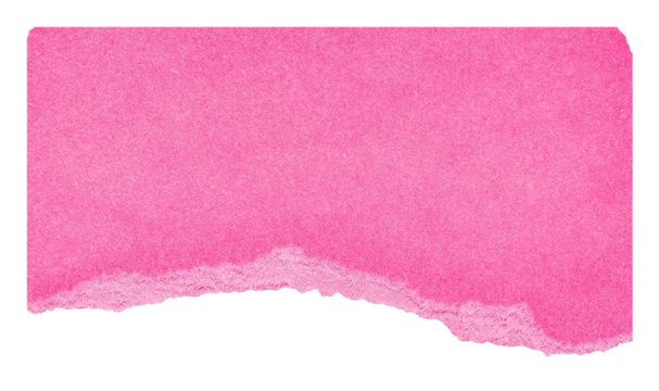 Isolated cut out torn piece of pink paper note cardboard with rough texture edges and copy space for text, transparent png background design element