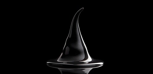 Fototapeta premium witch hat silhouette, specular highlights background with black glass plat