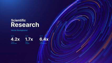 Cyber Big Data Flow Particles Tech Business or Science Background. Medical Research or Tech Innovation Online Webinar Presentation Event. Conference or Forum Vector Illustration Backdrop.