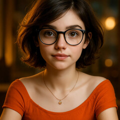 A portrait of a youthful character set against a serene1