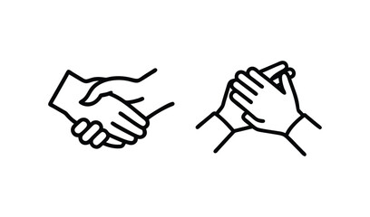 Obraz premium Two hand gestures one shaking hands and one clapping hands