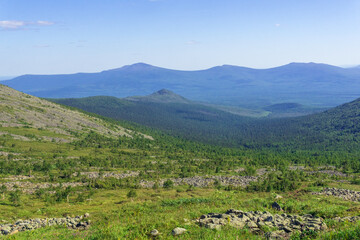 view of the mountain range in the summer. Russia, Urals