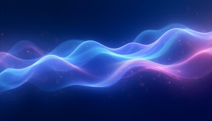 Fototapeta premium Abstract tech waves with flowing lines and glowing particles, gradient blues and purples.