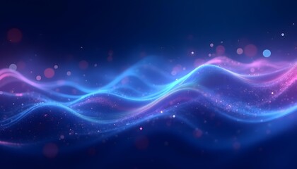 Obraz premium Abstract tech waves with flowing lines and glowing particles, gradient blues and purples.