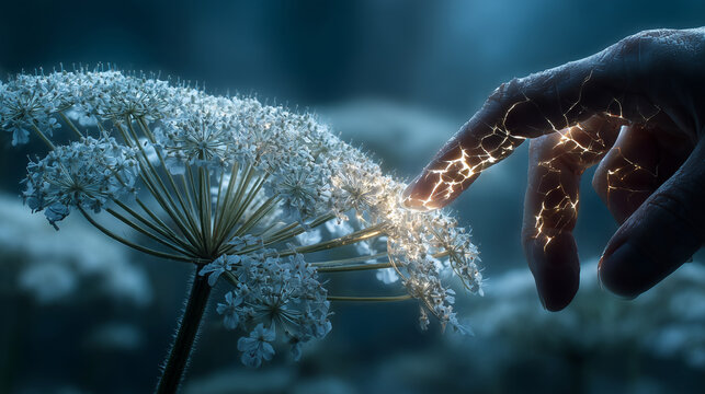 A surreal and unsettling conceptual photo visualizing the skin reaction of phototoxicity.