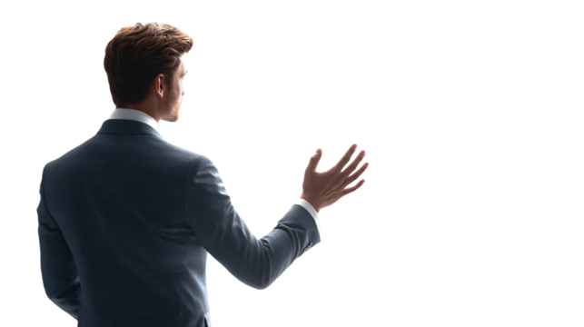 Confident Businessman Gesturing for Audience Engagement